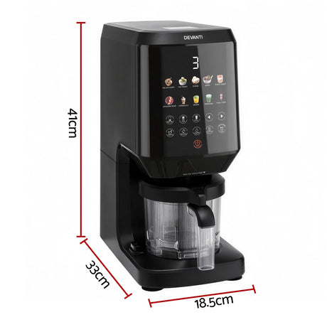 Ice cream maker front view showing preset program touch controls