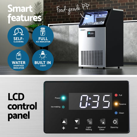 Ice cubes produced by the 45 kg per day commercial ice maker