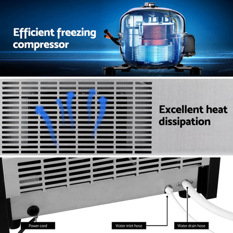 Adjustable non slip levelling legs on the commercial ice maker