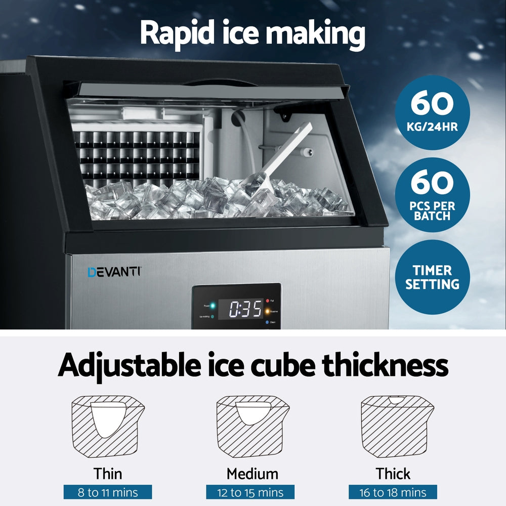 Full tray of 60 ice cubes from one making cycle