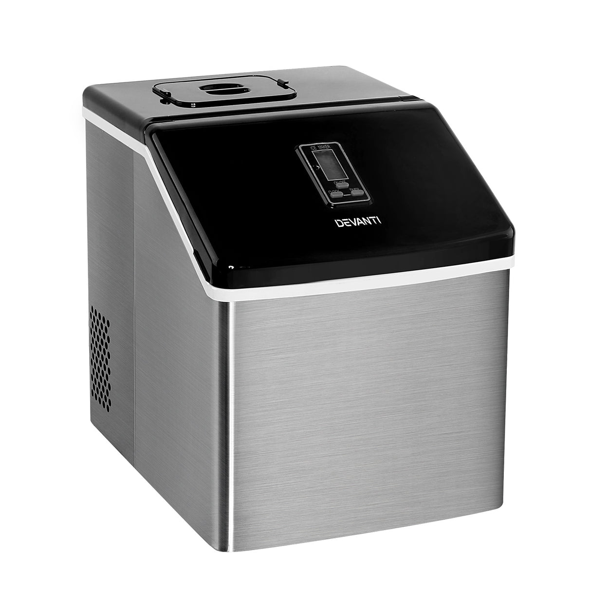 Dimension diagram of the 18 kg per day stainless steel ice maker