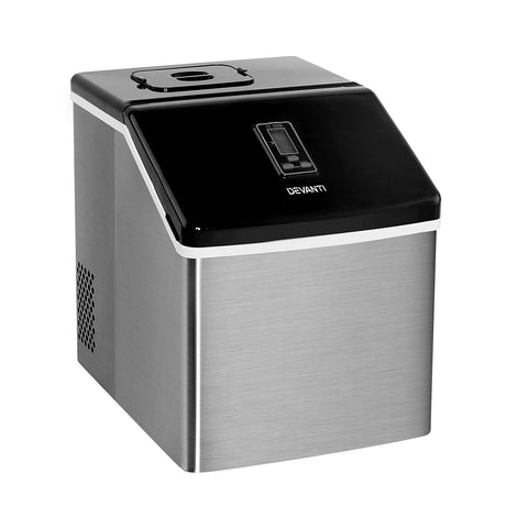 Dimension diagram of the 18 kg per day stainless steel ice maker