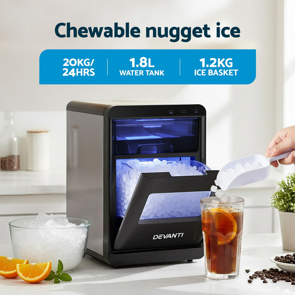 Removable ice basket and scoop supplied with the nugget ice maker
