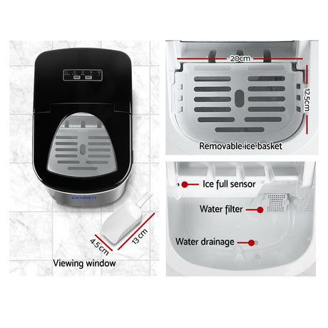 Bullet shaped ice cubes filling the removable basket of the ice maker