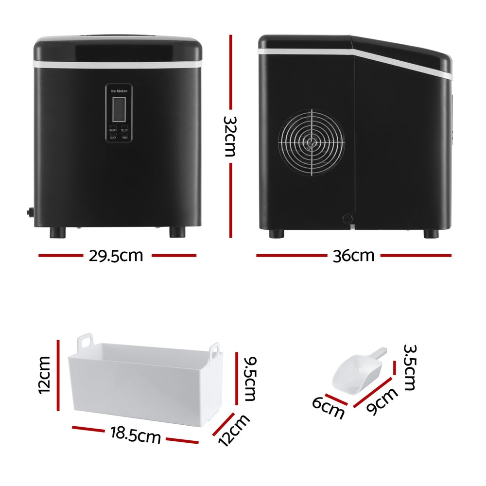 Ice maker control panel with cube size and timer buttons