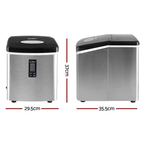 Control panel of the silver ice maker with cube size selection