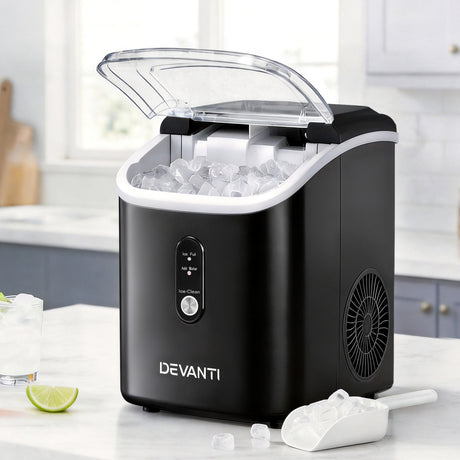 Black nugget ice maker making up to 15 kg of soft chewable ice per day