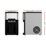 Countertop ice maker and water dispenser shown at an angle in silver