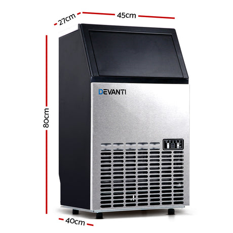 Ice maker with door open showing the 15 kg ice storage bin
