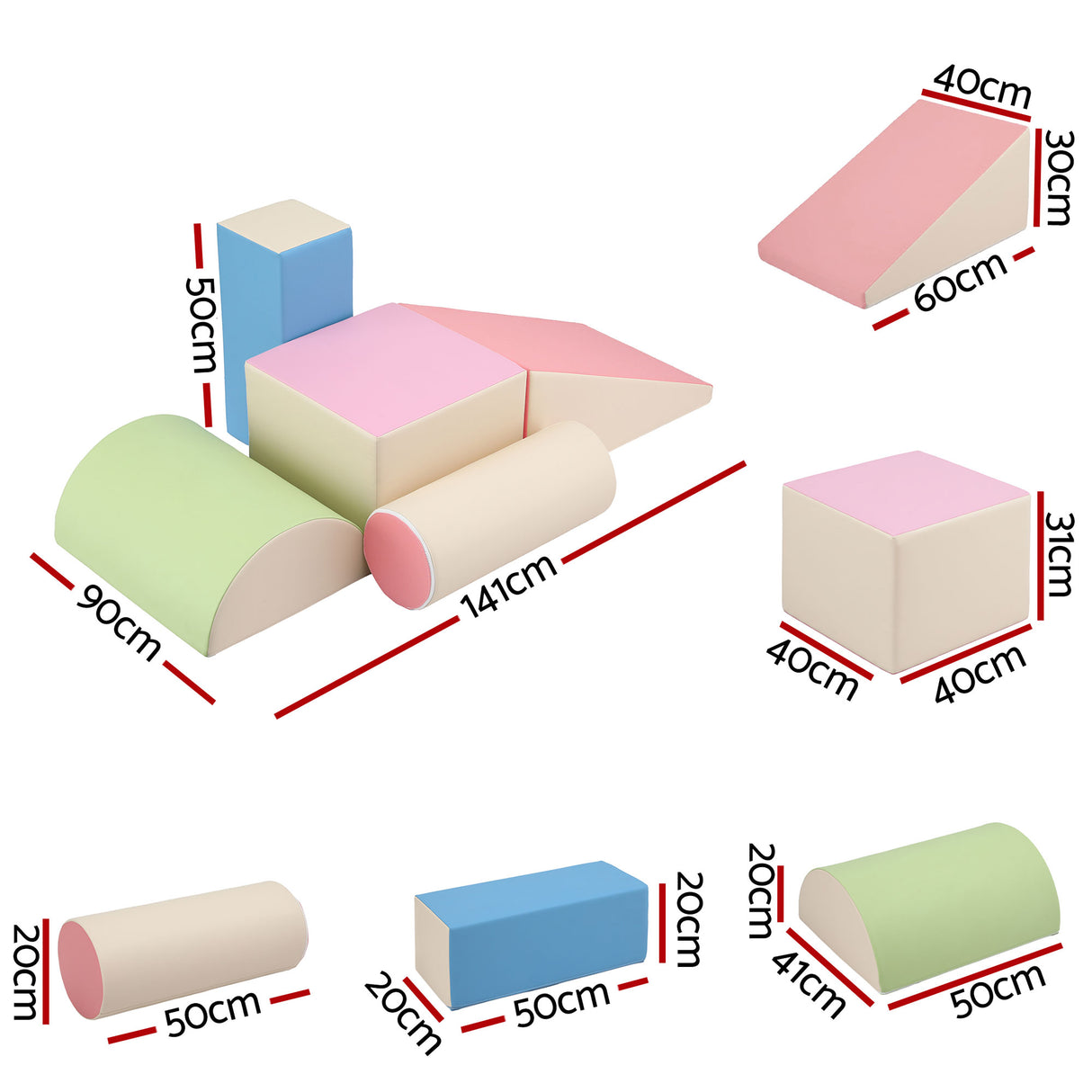 Foam climbing blocks arranged for play