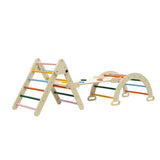 Wooden climbing set arch bridge