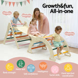 Wooden climbing set ramp and slide