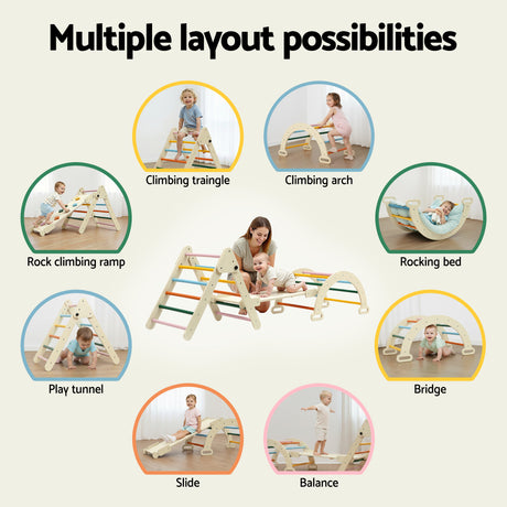 Wooden climbing set balance configuration
