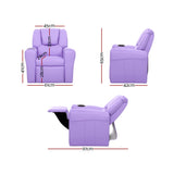 Keezi Kids Recliner Chair — PU Leather, 9cm Cushioning, Purple — Allure Home Collections