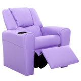 Keezi Kids Recliner Chair — PU Leather, 9cm Cushioning, Purple — Allure Home Collections