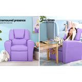 Keezi Kids Recliner Chair — PU Leather, 9cm Cushioning, Purple — Allure Home Collections