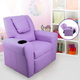 Keezi Kids Recliner Chair — PU Leather, 9cm Cushioning, Purple — Allure Home Collections