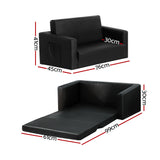 Keezi Kids 2-Seater PU Leather Sofa — Flip Open Couch, Black — Allure Home Collections