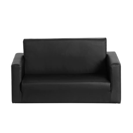 Keezi Kids 2-Seater PU Leather Sofa — Flip Open Couch, Black — Allure Home Collections