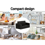Keezi Kids 2-Seater PU Leather Sofa — Flip Open Couch, Black — Allure Home Collections