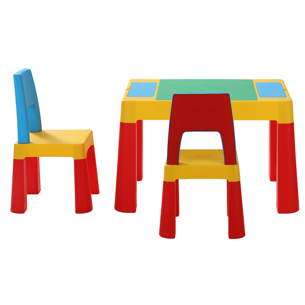 Kids activity table with two chairs and built-in storage