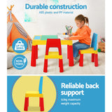 Kids table set with chalkboard desktop and building blocks