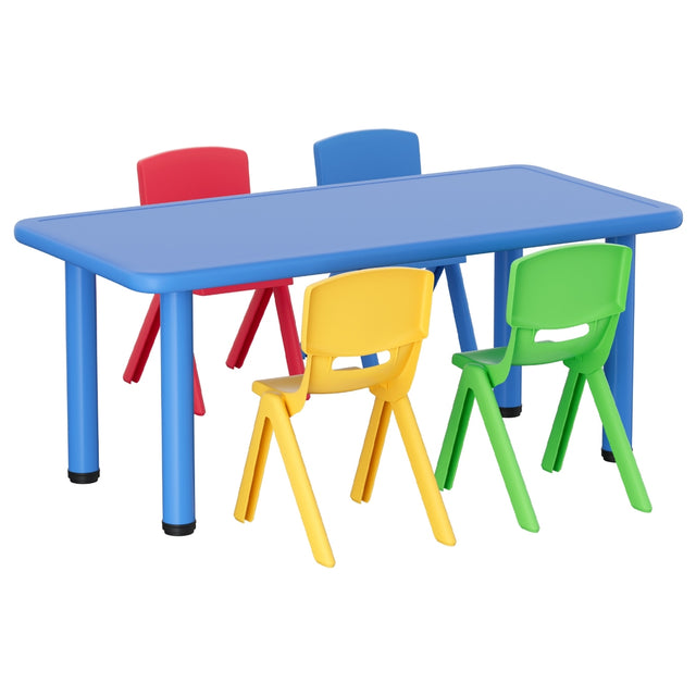 Kids Activity Table and 4 Chairs Set, Blue