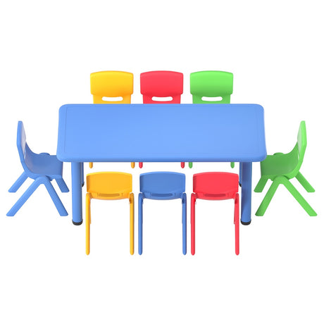 Kids Activity Table and 8 Chairs Set, Multicolour
