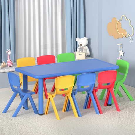 Kids Activity Table and 8 Chairs Set, Multicolour