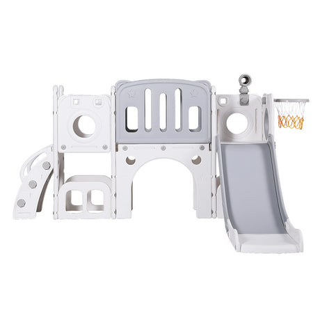 3 in 1 Slide and Play Centre with Basketball Hoop, Grey and White