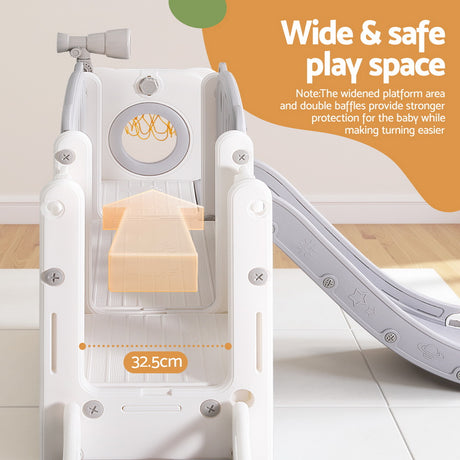 3 in 1 Slide and Play Centre with Basketball Hoop, Grey and White