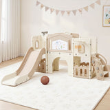 6 in 1 toddler slide play set in beige
