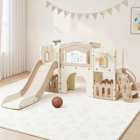 6 in 1 toddler slide play set in beige