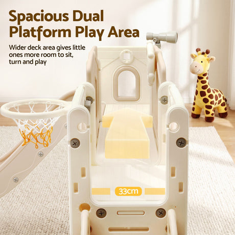 Toddler slide set storage area