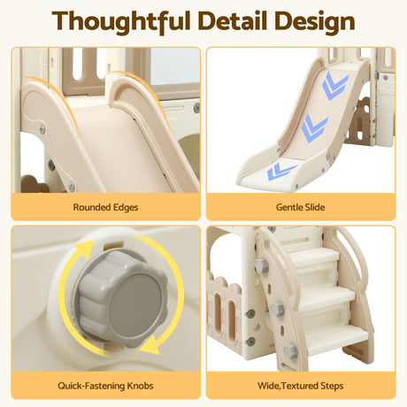 Toddler slide set full view beige