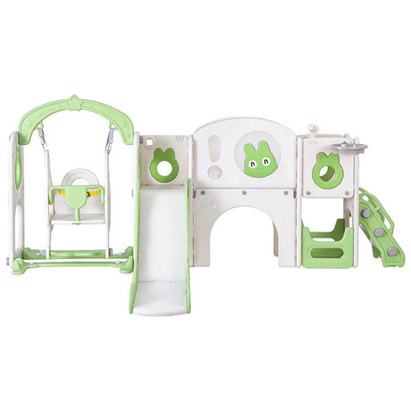 4 in 1 Slide and Swing Play Centre with Basketball Hoop, Green
