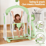 Keezi Kids Slide Swing Set Basketball Hoop Ring Football Outdoor Toys 140cm Green