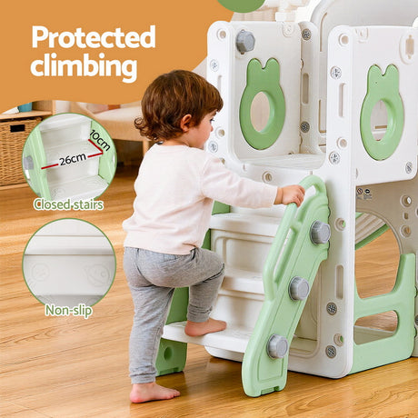 3 in 1 Slide and Play Centre with Basketball Hoop, Green