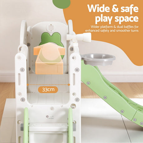 3 in 1 Slide and Play Centre with Basketball Hoop, Green
