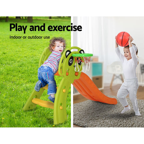 Keezi Kids 2-in-1 Slide and Basketball Set