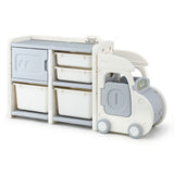 White and blue car shaped kids toy storage organiser - view 1