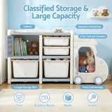 White and blue car shaped kids toy storage organiser - view 4