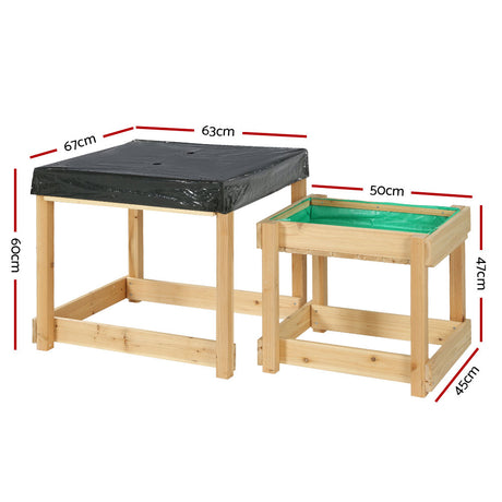 Wooden sand and water table play set with covers