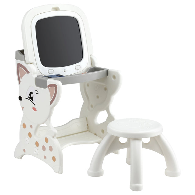 Kids two in one easel desk and stool set with LCD writing tablet