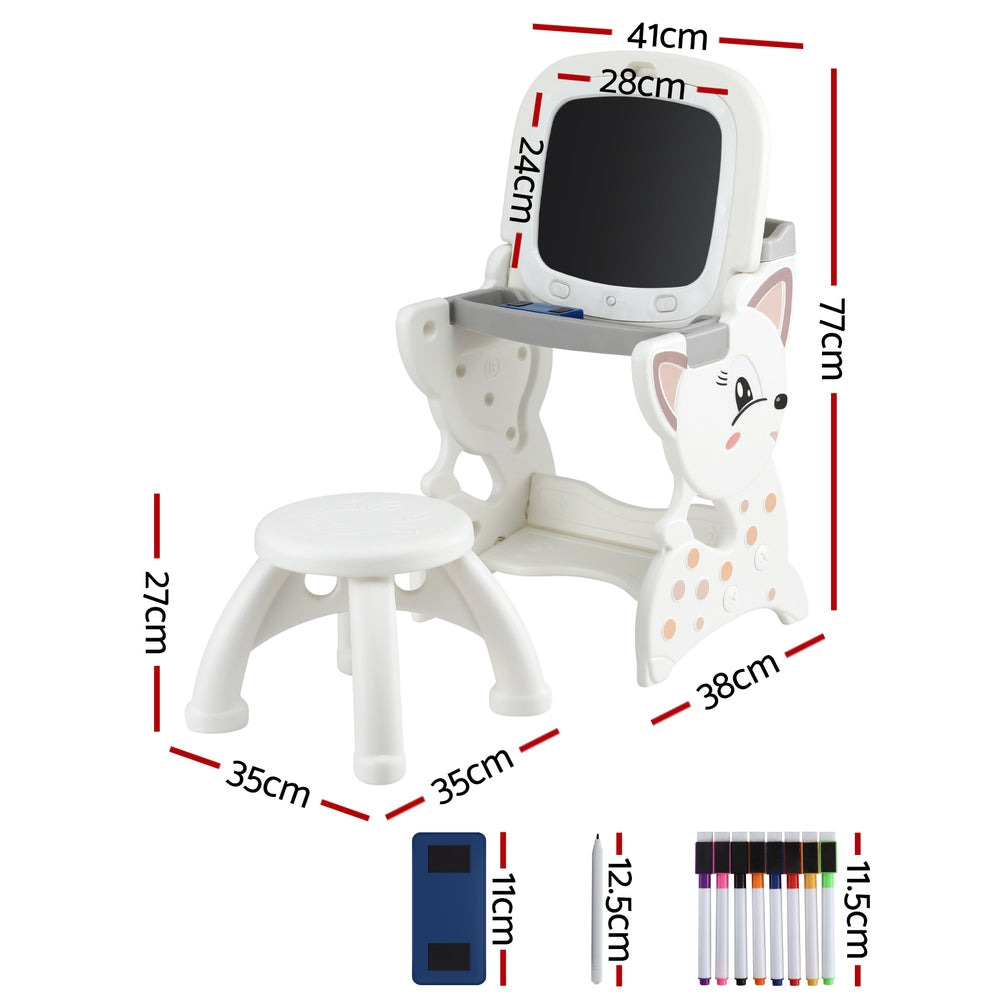 Kids two in one easel desk and stool set with LCD writing tablet