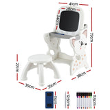 Kids two in one easel desk and stool set with LCD writing tablet