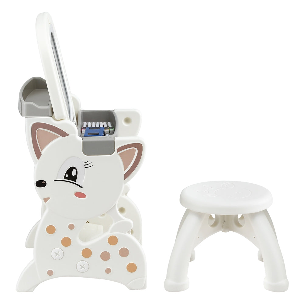Kids two in one easel desk and stool set with LCD writing tablet