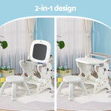 Kids two in one easel desk and stool set with LCD writing tablet