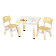 Yellow kids height adjustable table and two chairs set