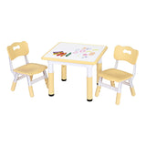 Yellow kids height adjustable table and two chairs set
